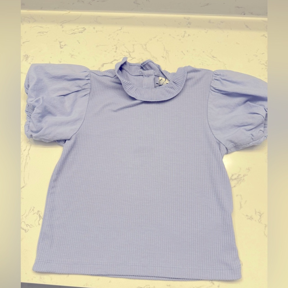 Janie & Jack Blue Puff Sleeve Blouse size 8